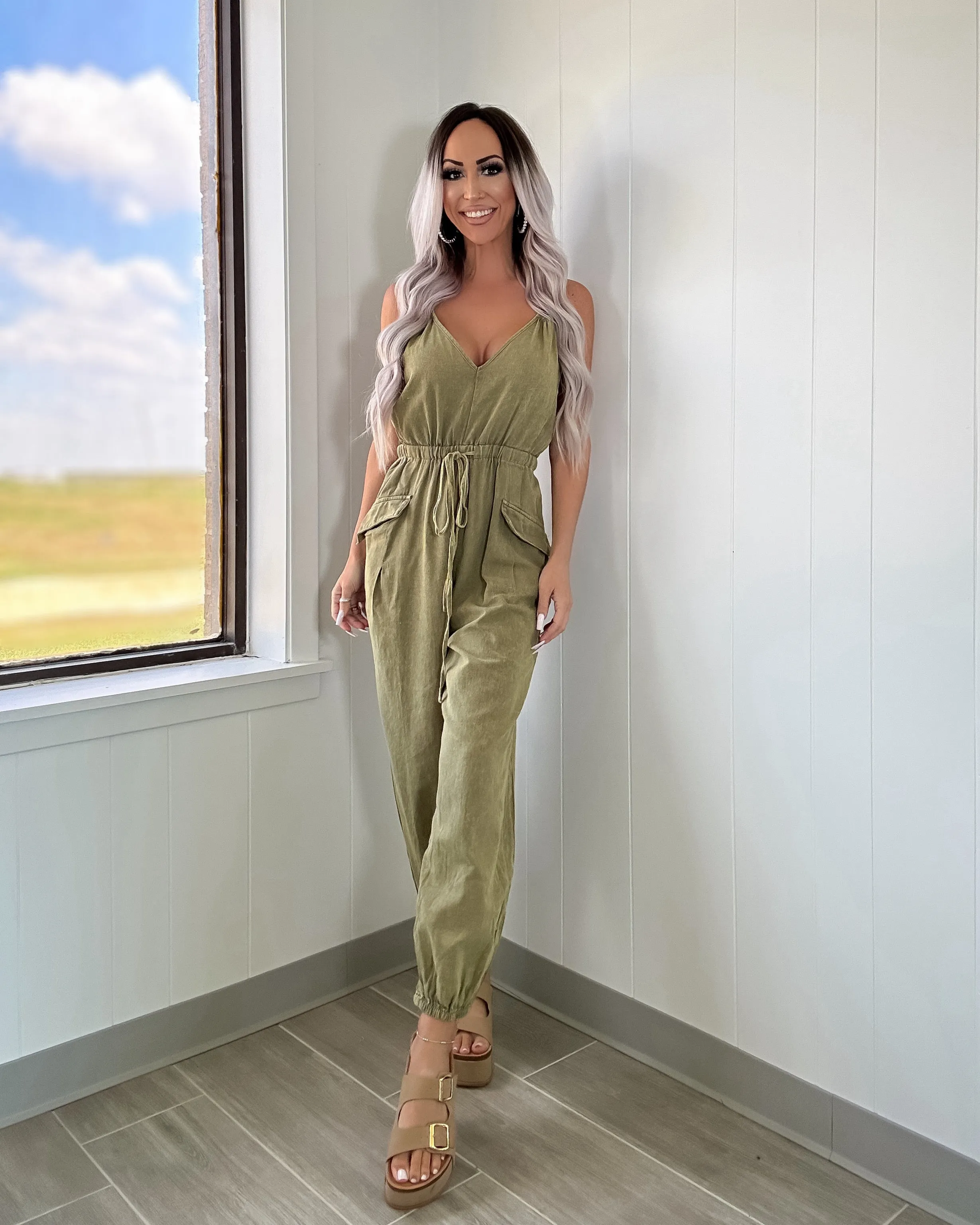 Combinaison cargo pleine de style - Olive