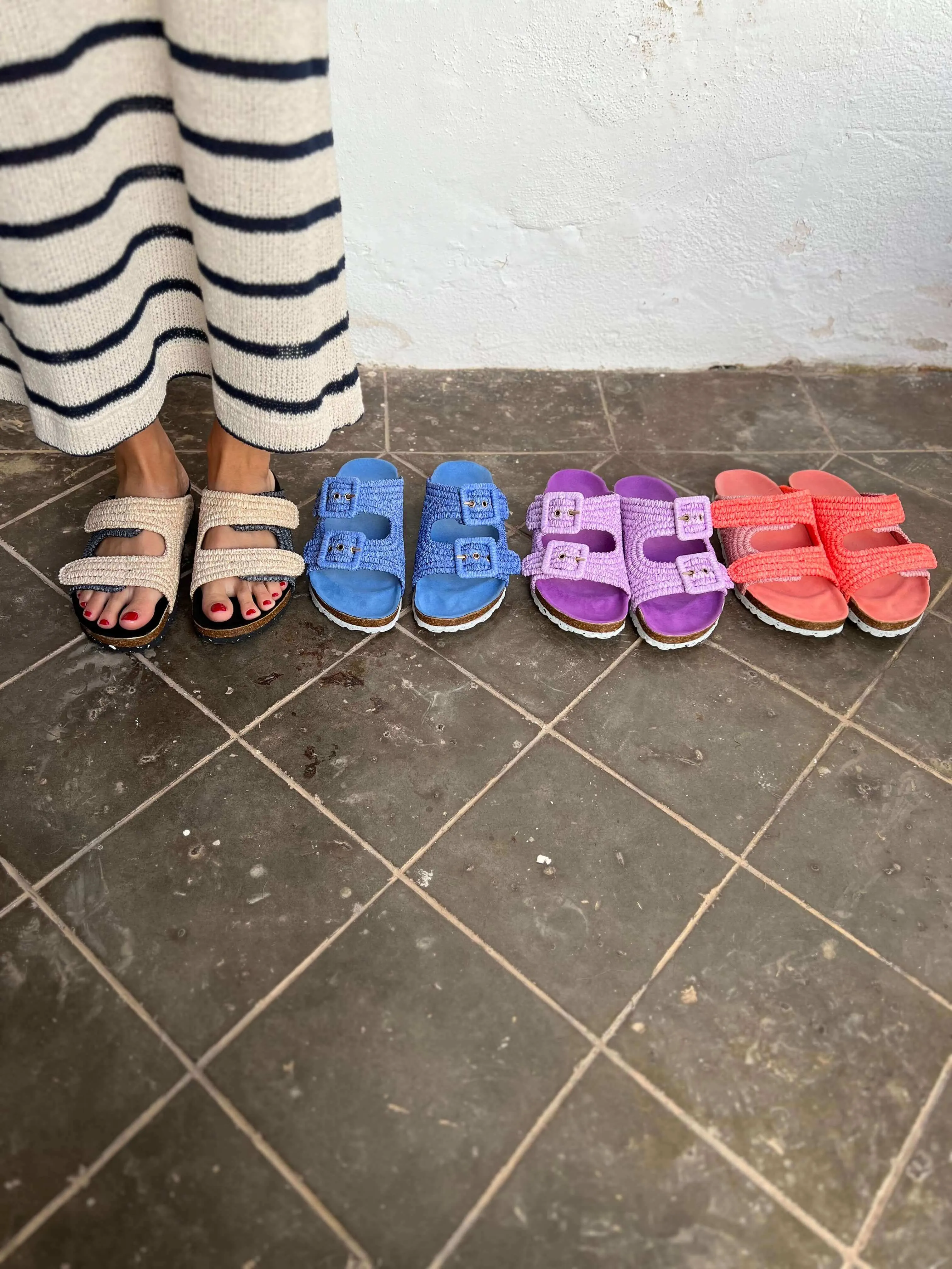 Sandales vegan Pollenca en rafia | Naturel & Noir