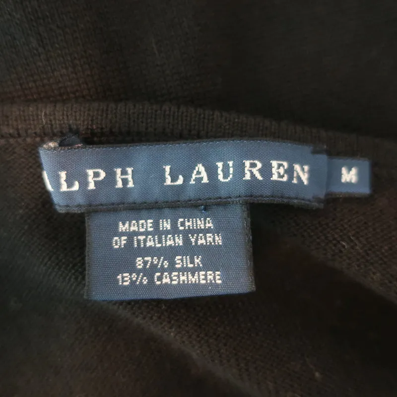 Polo Ralph Lauren Haut en maille à encolure torsadée et échancrée Noir Soie-Cachemire Taille Moyenne