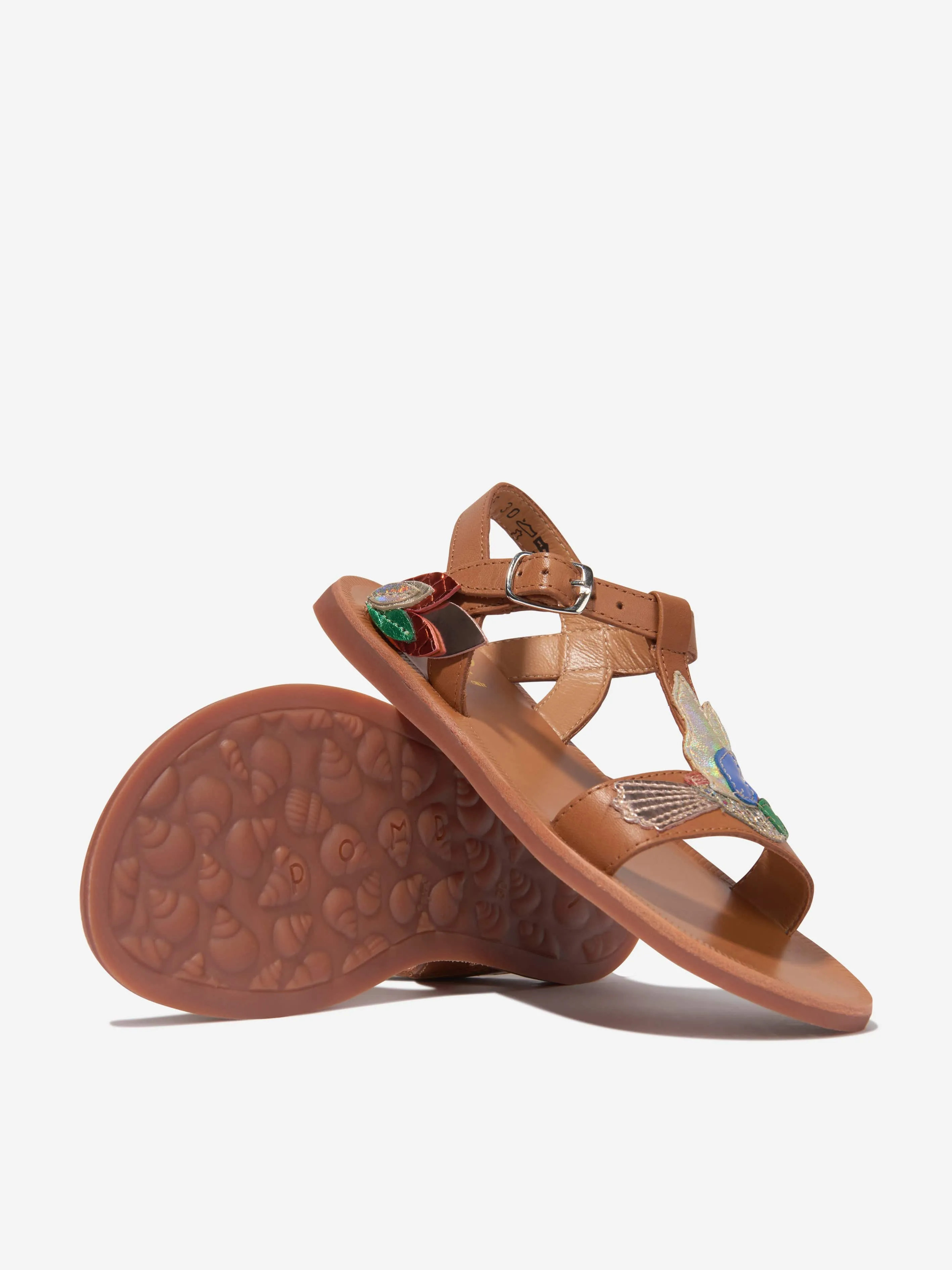 Sandales Plagette Colibri en Cuir pour Filles Pom D'Api en Camel