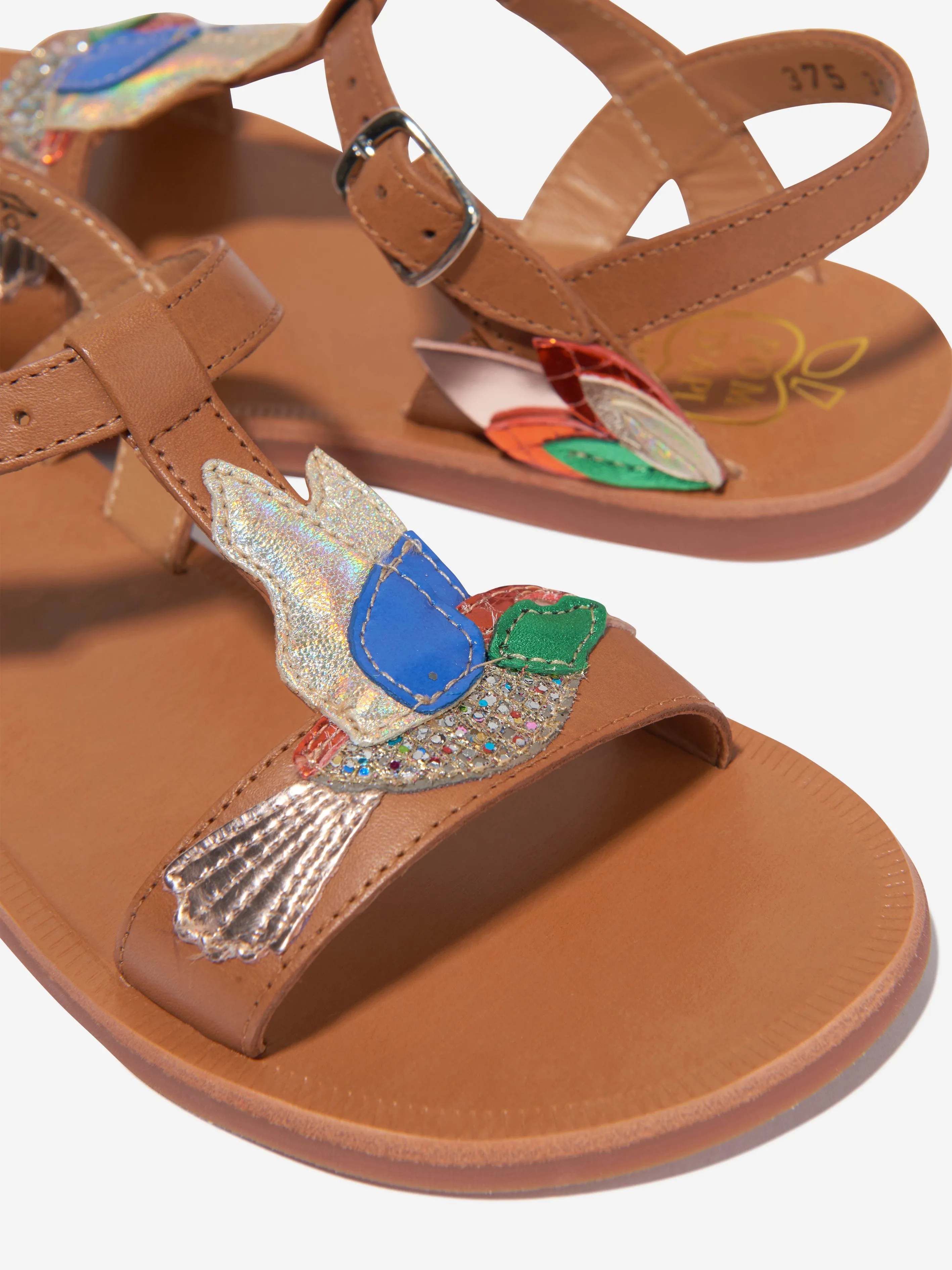 Sandales Plagette Colibri en Cuir pour Filles Pom D'Api en Camel
