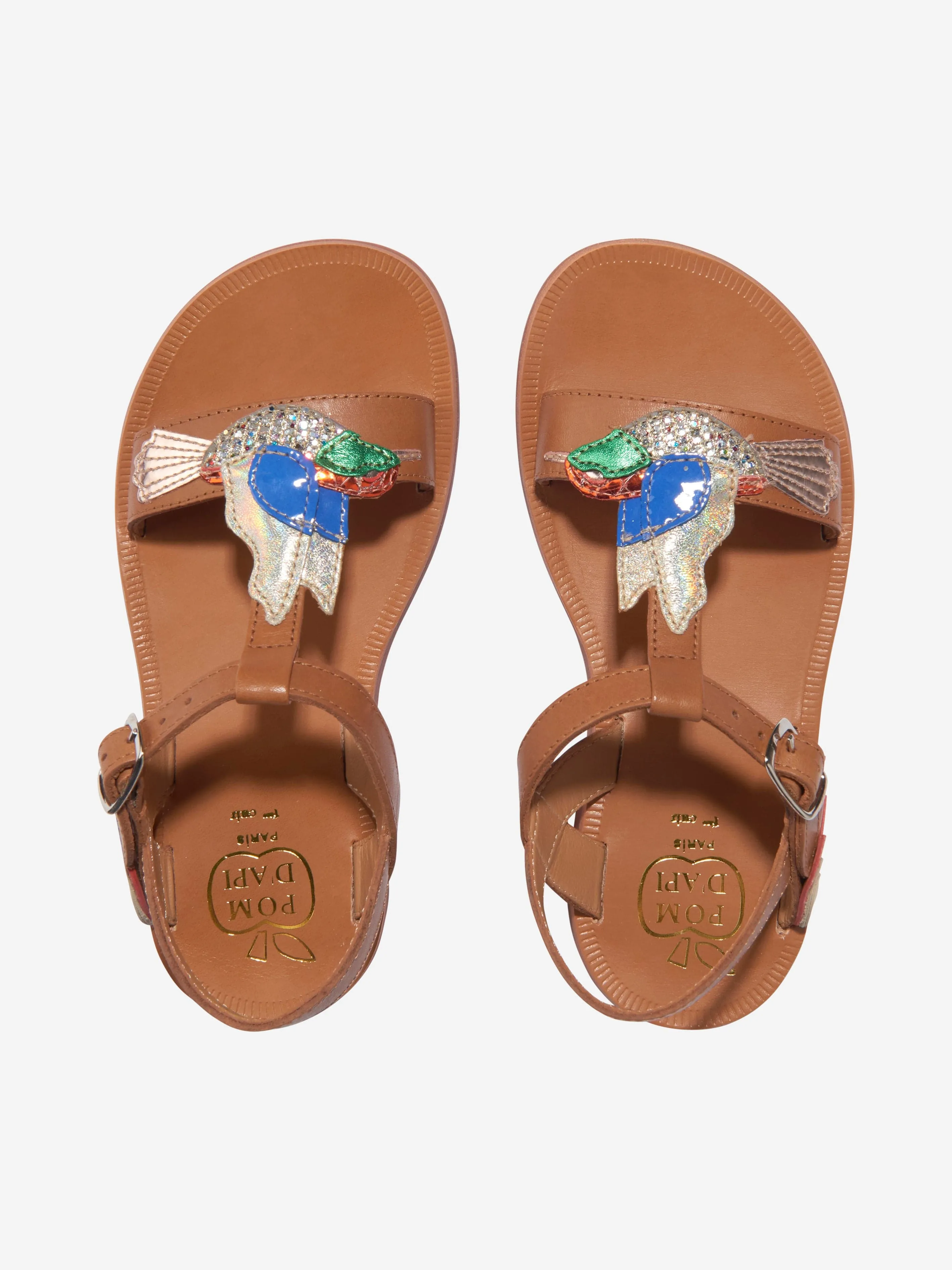 Sandales Plagette Colibri en Cuir pour Filles Pom D'Api en Camel