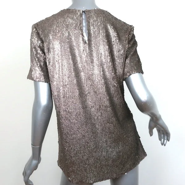 Prabal Gurung Haut à paillettes or Taille 4 Blouse à manches courtes NEUVE