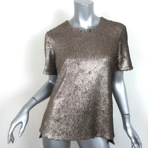 Prabal Gurung Sequin Top Gold Size 4 Short Sleeve Blouse NEW