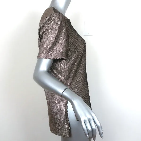 Prabal Gurung Haut à paillettes or Taille 4 Blouse à manches courtes NEUVE