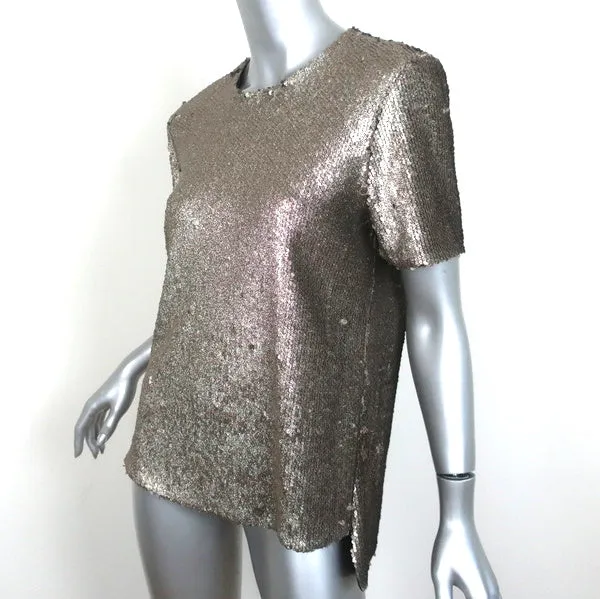 Prabal Gurung Haut à paillettes or Taille 4 Blouse à manches courtes NEUVE