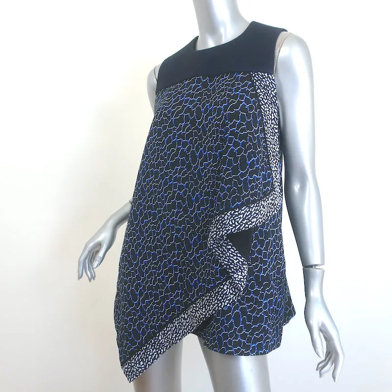Proenza Schouler Haut asymétrique sans manches en crêpe de soie imprimé marine Taille 4