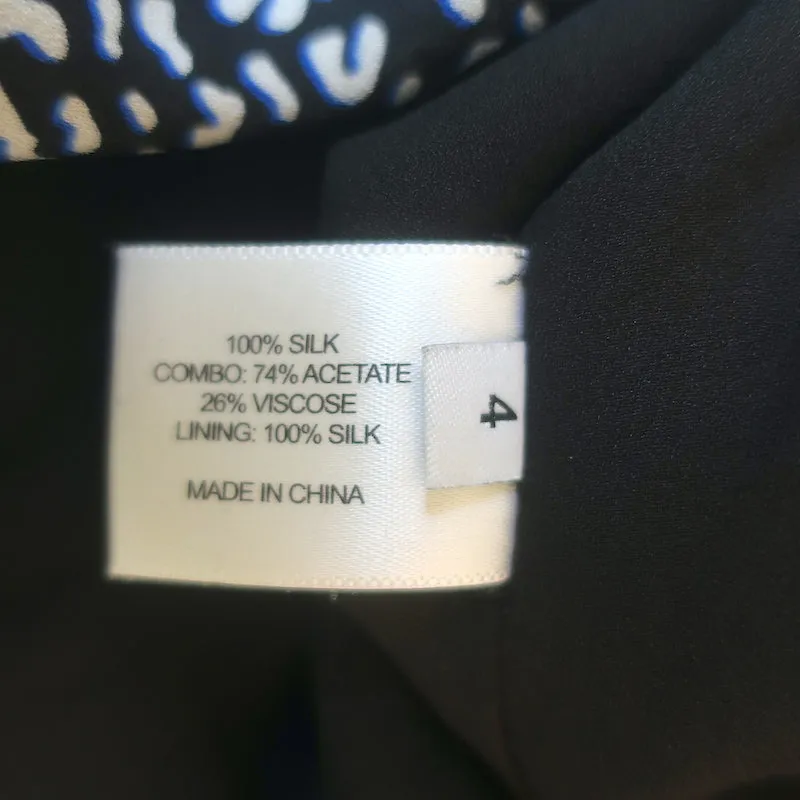 Proenza Schouler Haut asymétrique sans manches en crêpe de soie imprimé marine Taille 4