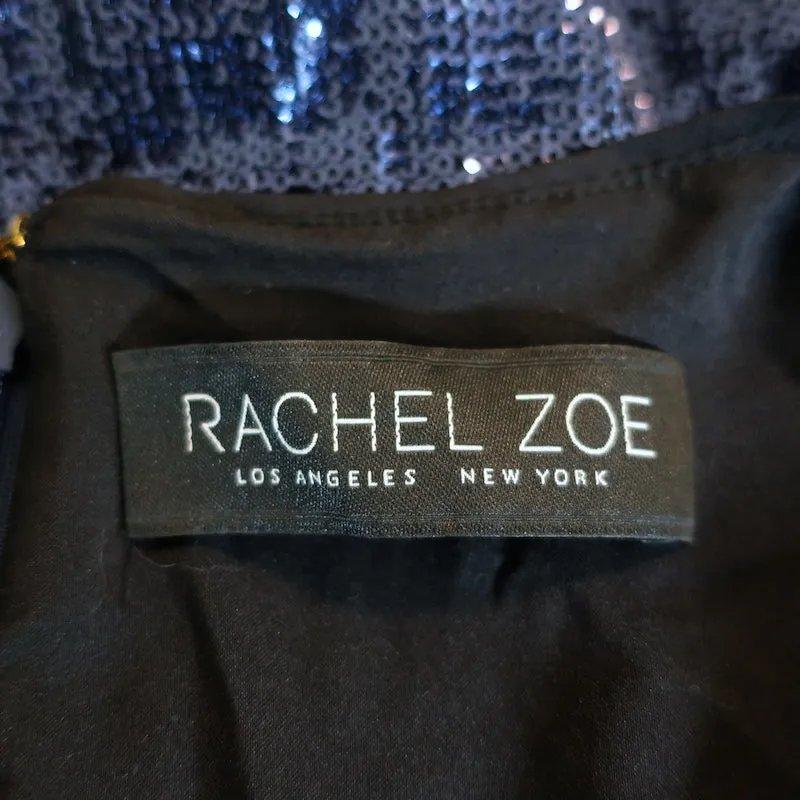 Rachel Zoe Blouse à Paillettes Trèfle avec Péplum Bleu Marine Taille 4 à Manches Volantées