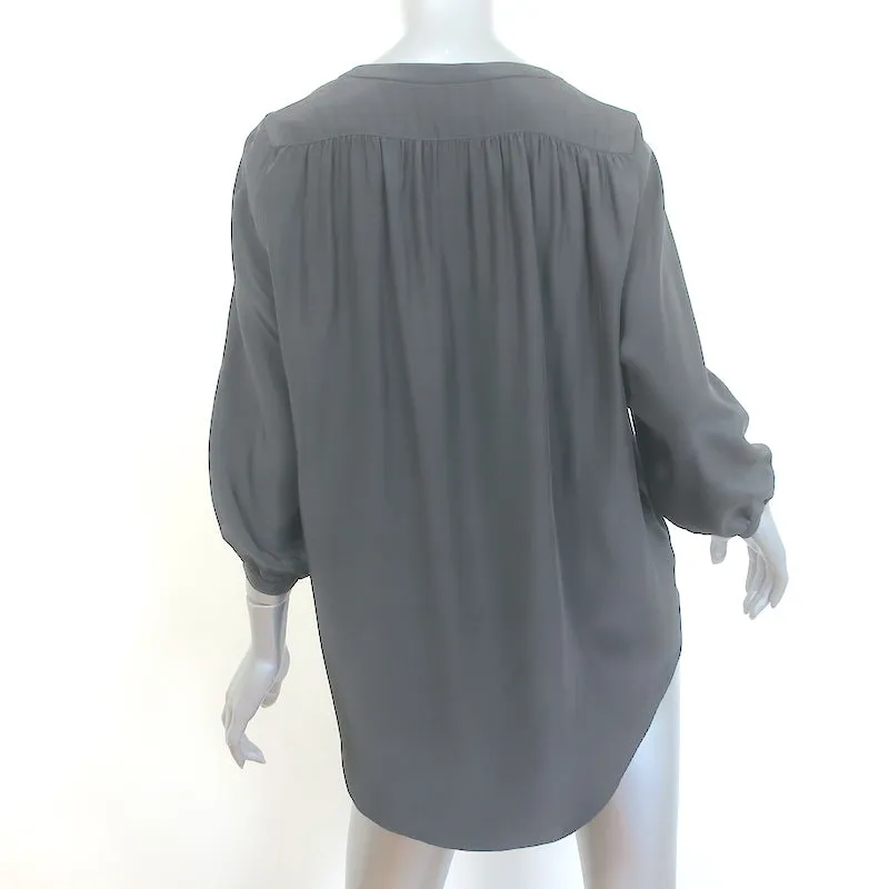 Rag & Bone Blouse Popover en Soie Grise Taille Petite Haut à Manches 3/4