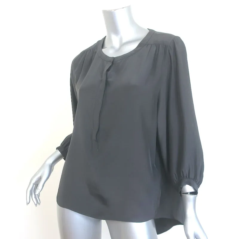 Rag & Bone Blouse Popover en Soie Grise Taille Petite Haut à Manches 3/4