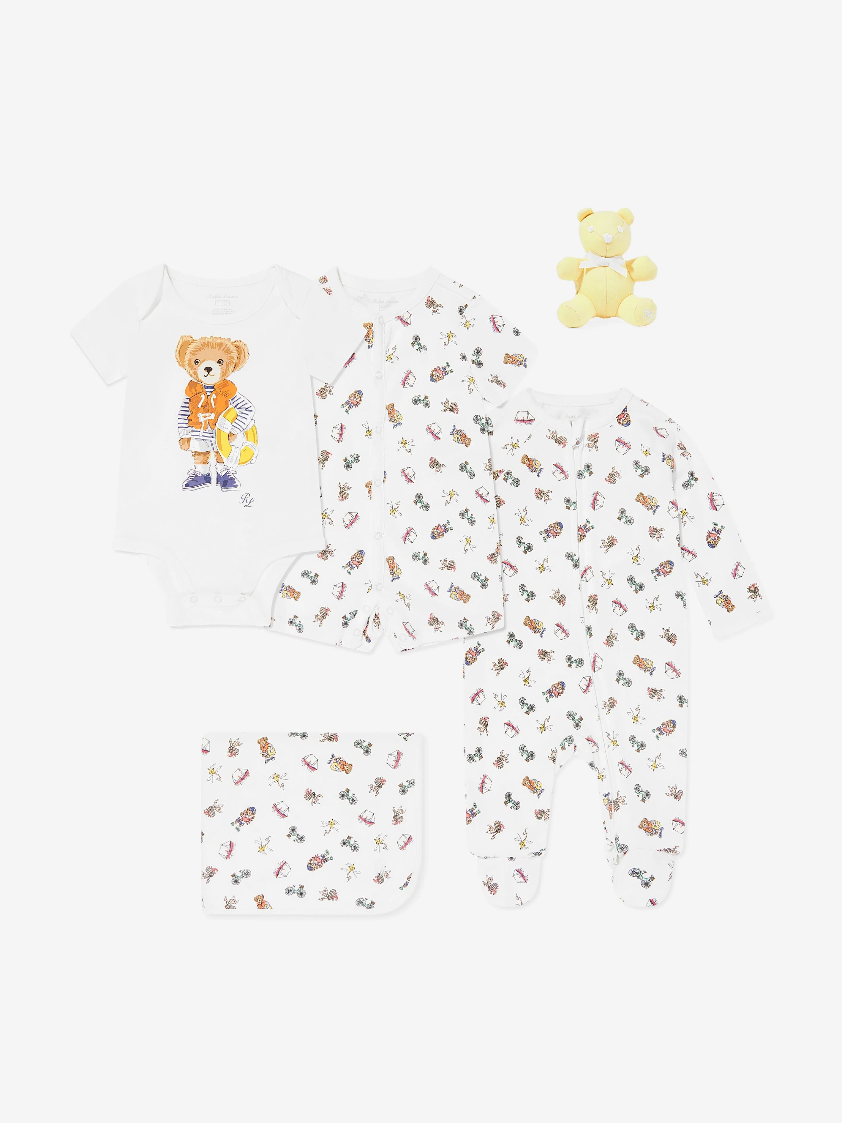 Ralph Lauren Ensemble Bébé Garçon Ours 5 Pièces en Blanc