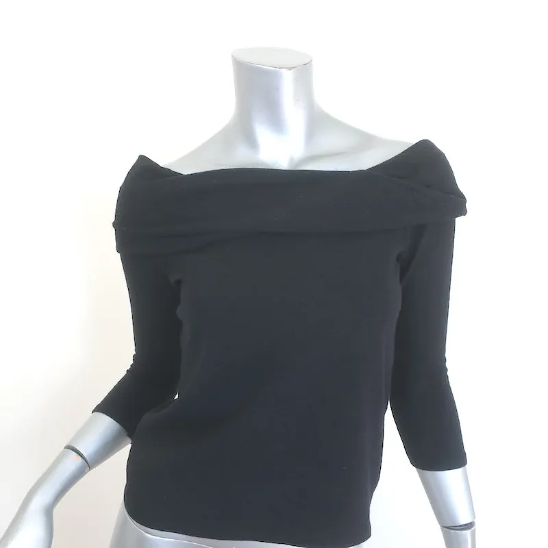 Ralph Lauren Black Label Haut en maille drapé asymétrique Noir Laine Taille Moyenne