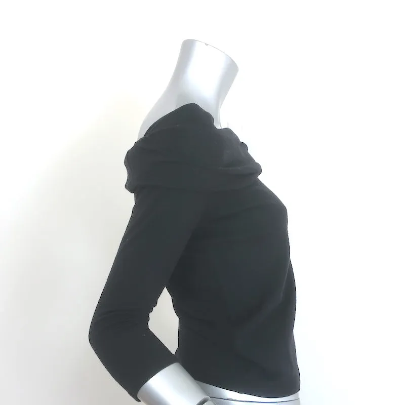 Ralph Lauren Black Label Haut en maille drapé asymétrique Noir Laine Taille Moyenne