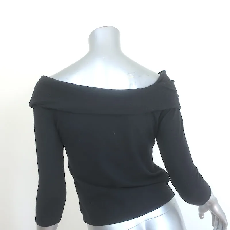 Ralph Lauren Black Label Haut en maille drapé asymétrique Noir Laine Taille Moyenne