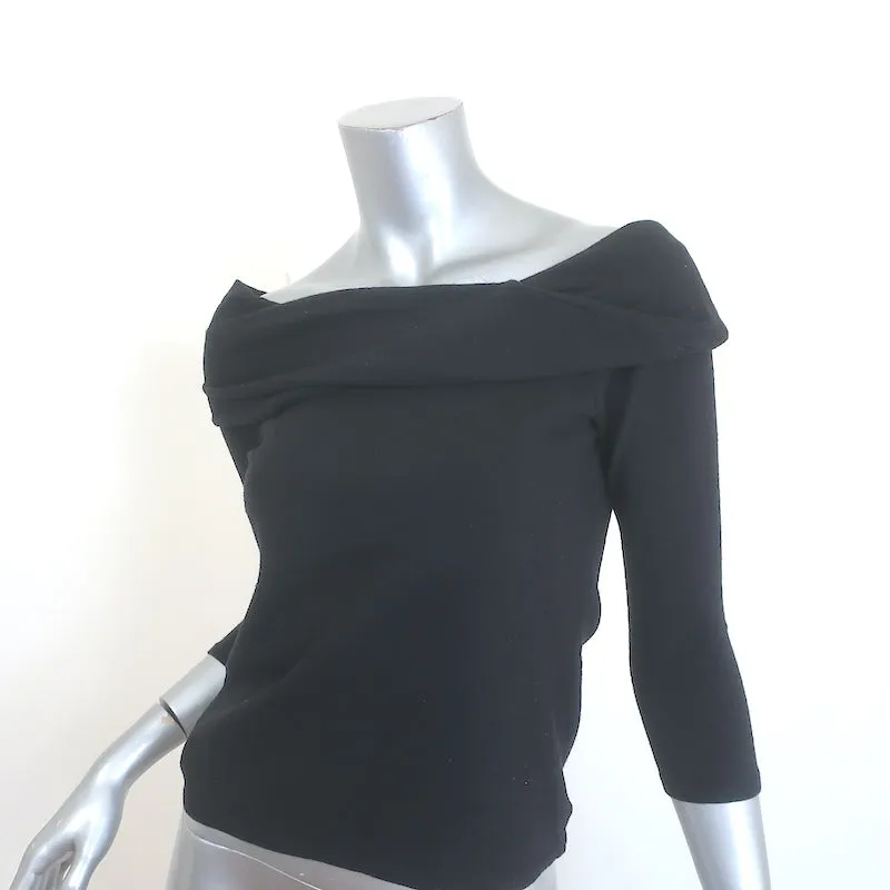 Ralph Lauren Black Label Haut en maille drapé asymétrique Noir Laine Taille Moyenne