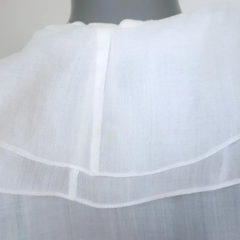 Ralph Lauren Blue Label Top à Volants Blanc en Ramie Taille 8 Blouse à Manches Courtes