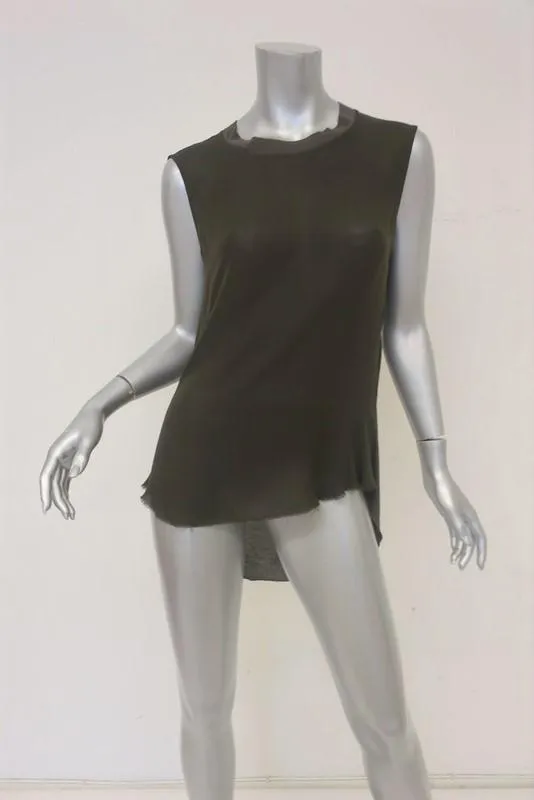 Débardeur Raquel Allegra Brun Foncé en Soie et Jersey Taille 0 T-shirt Sans Manches Muscle