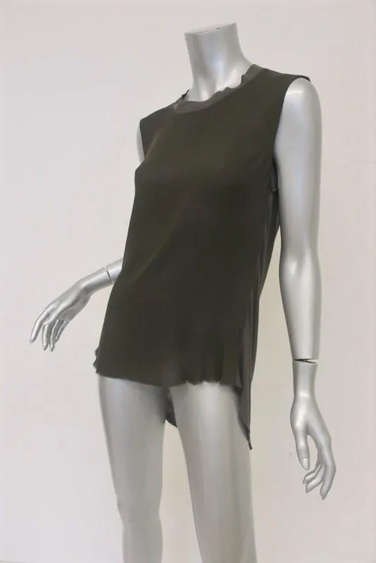 Débardeur Raquel Allegra Brun Foncé en Soie et Jersey Taille 0 T-shirt Sans Manches Muscle