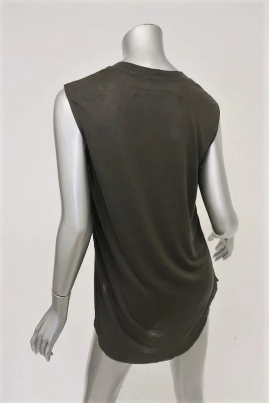 Débardeur Raquel Allegra Brun Foncé en Soie et Jersey Taille 0 T-shirt Sans Manches Muscle