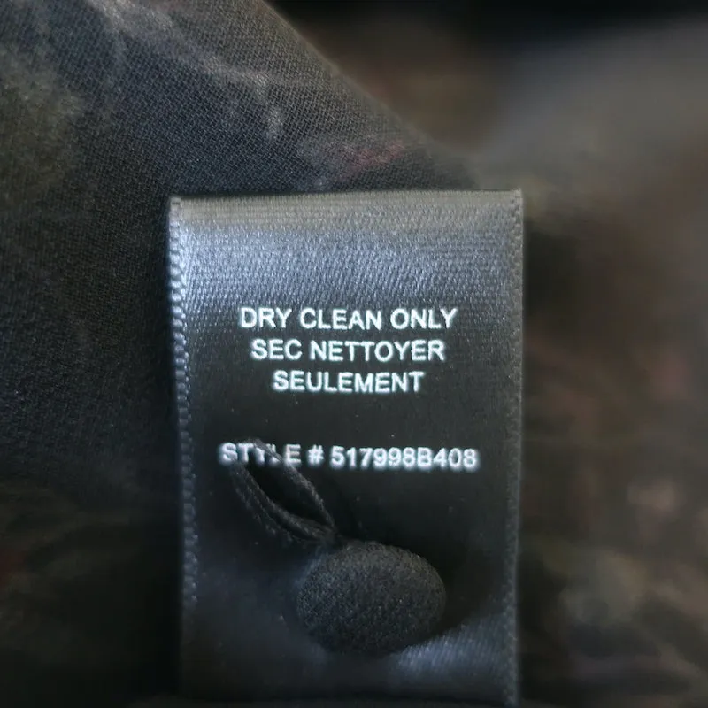 Rebecca Taylor Haut à Col Montant Imprimé Fleuri Noir Taille 2 Blouse à Manches Longues