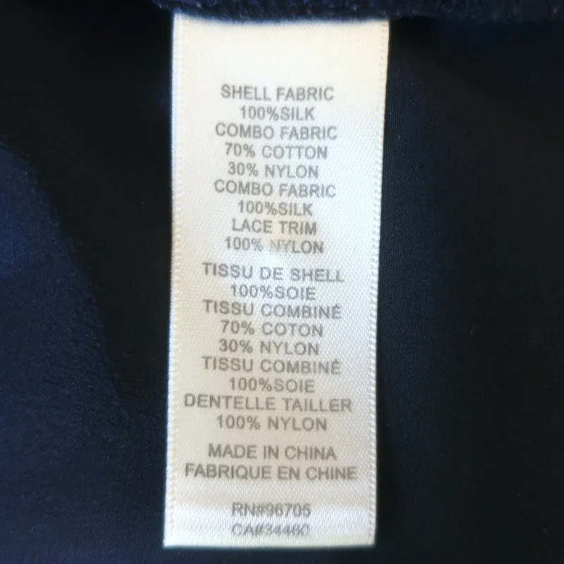 Rebecca Taylor Blouse en Soie Marine à Panneaux de Dentelle Sarah, Taille 0, avec Poignets à Liens