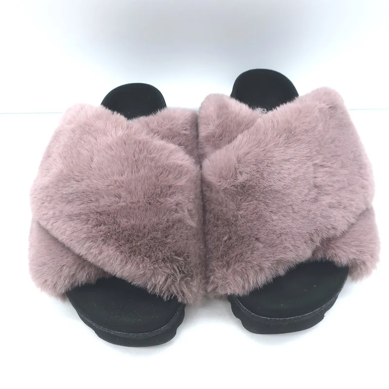 ROAM Sandales en Fausse Fourrure Nuage Lavande Taille 40 Sandales Croisées NEUVES
