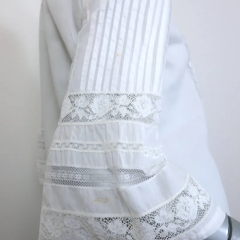 Roberto Cavalli Chemise à manches cloches avec dentelle blanche en coton taille 40