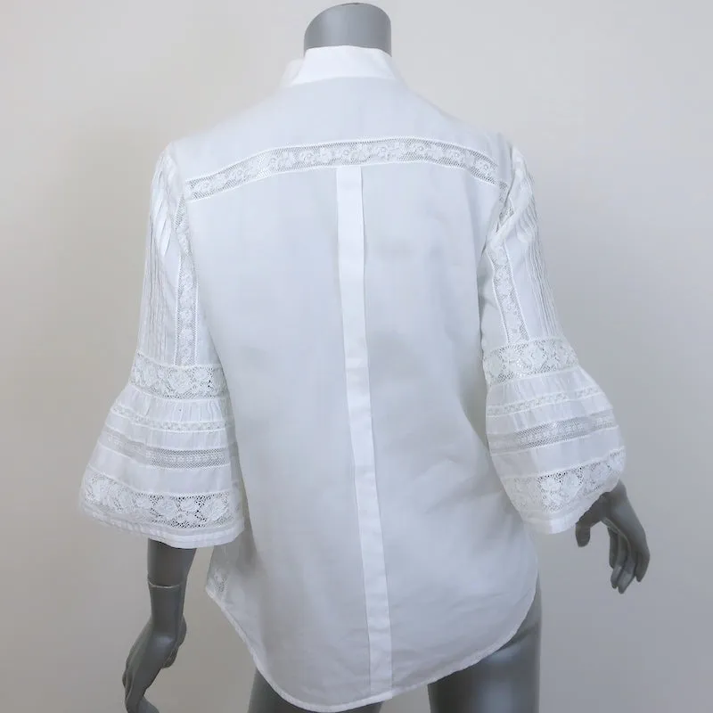Roberto Cavalli Chemise à manches cloches avec dentelle blanche en coton taille 40
