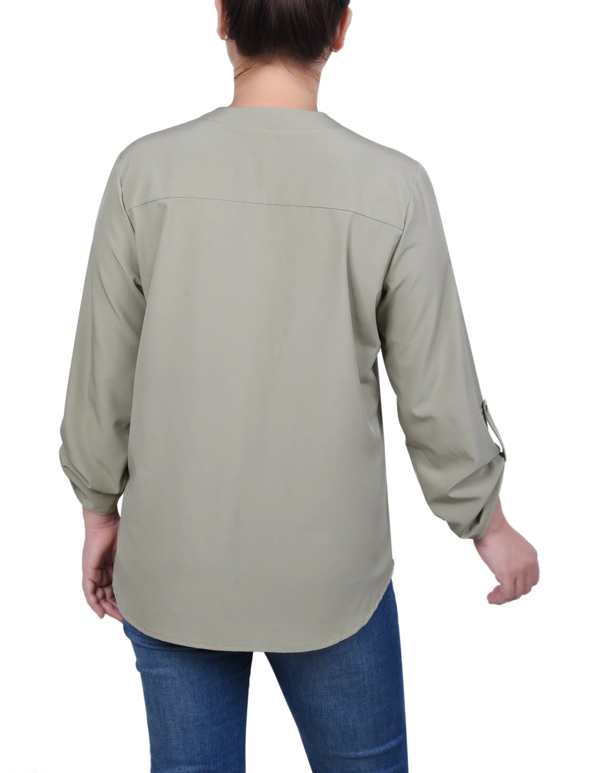 Blouse à manches retroussables avec poches