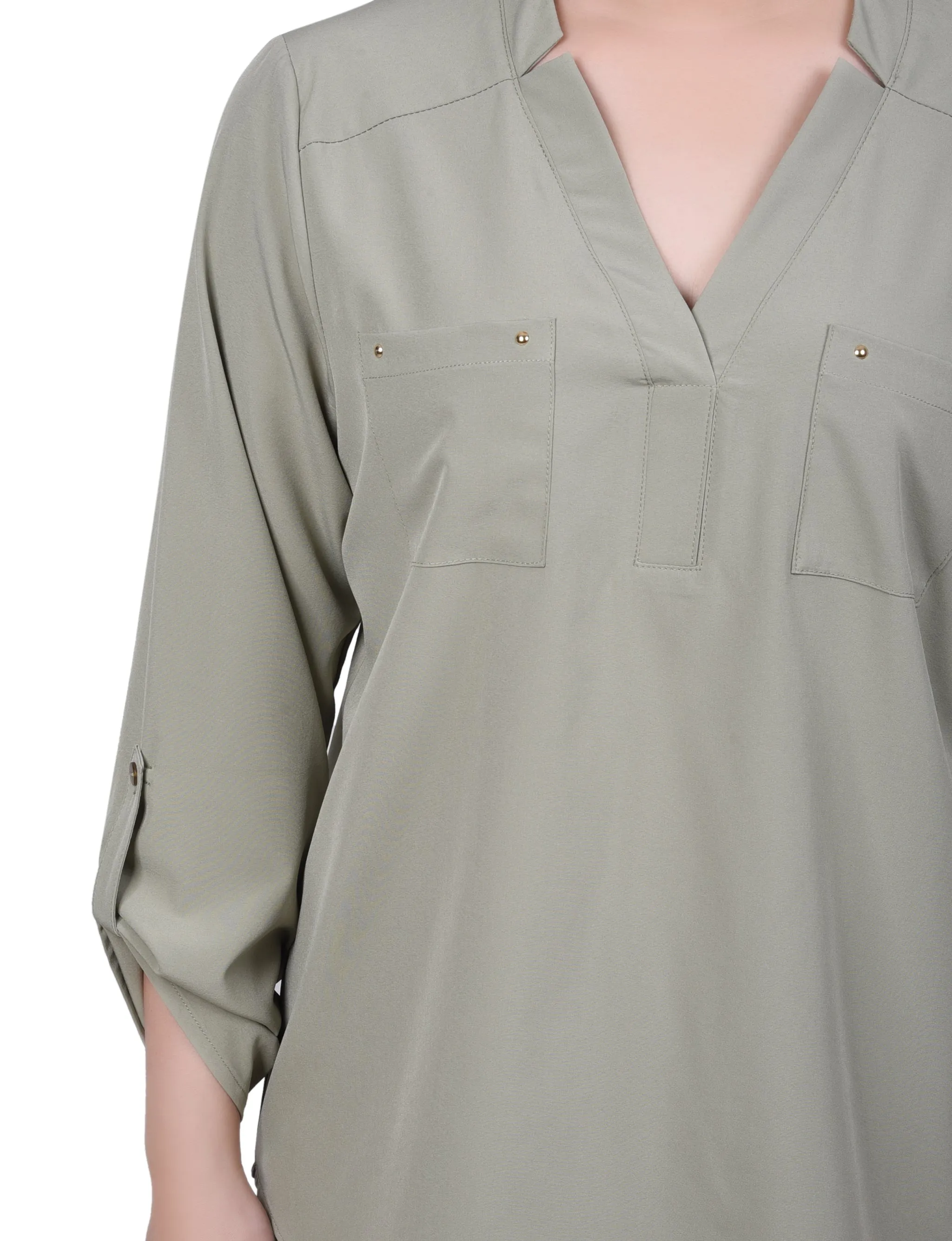 Blouse à manches retroussables avec poches