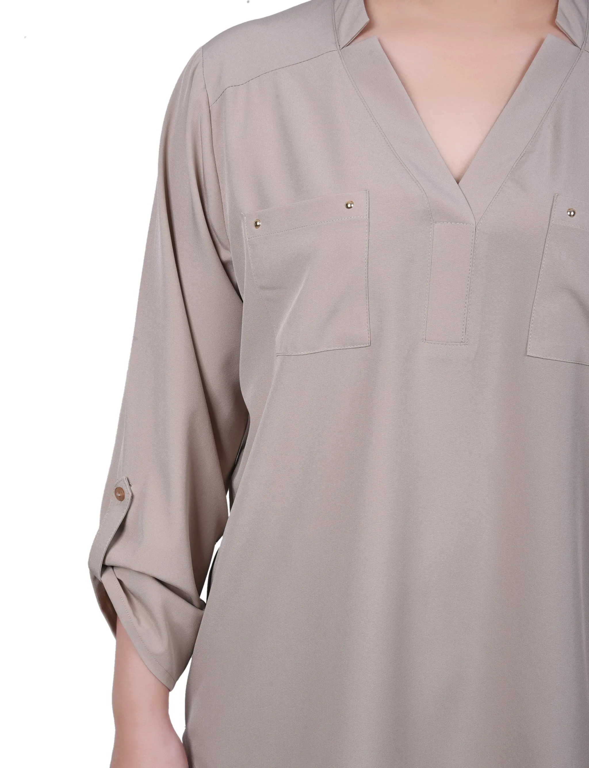 Blouse à manches retroussables avec poches