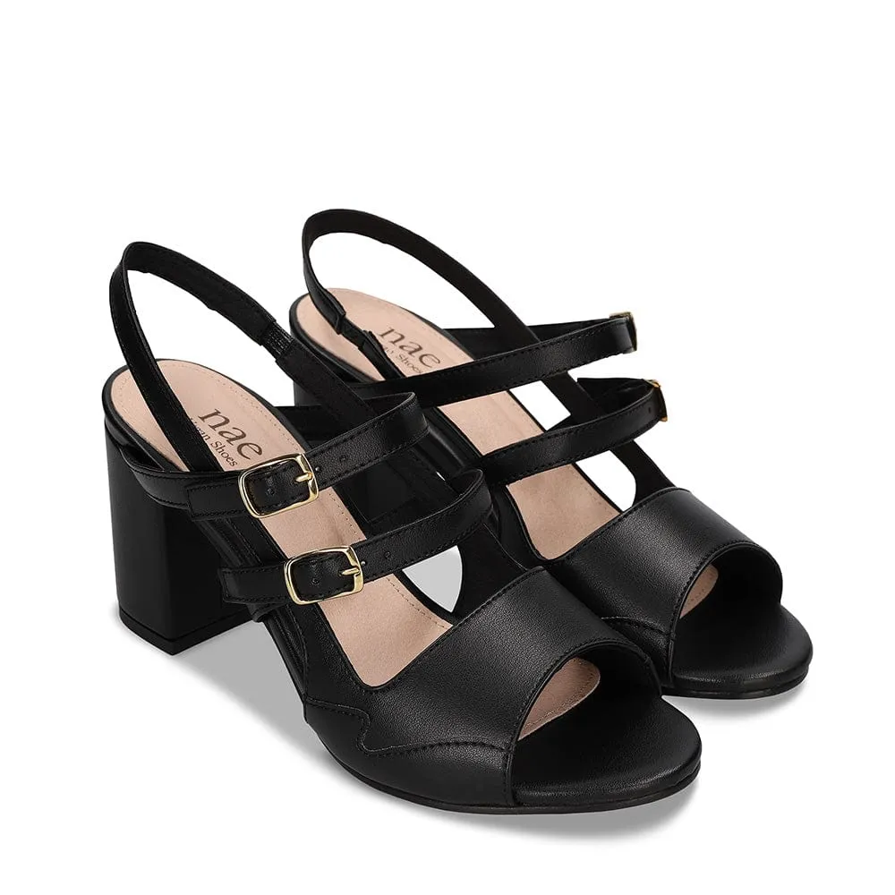Sandales à talons en similicuir vegan pomme Roma | Noir