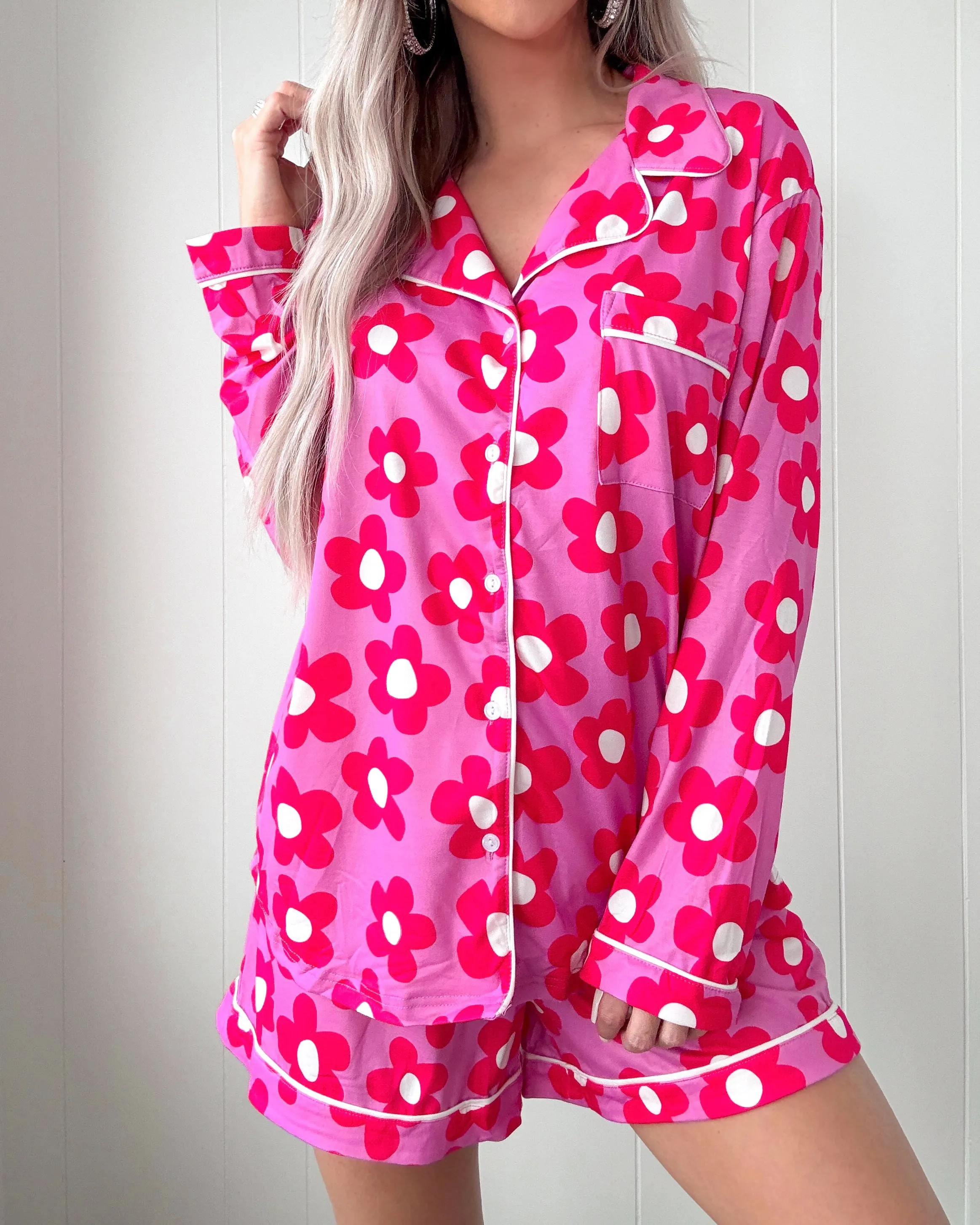 Ensemble de Pyjama Floral Rosy Slumber - Rose