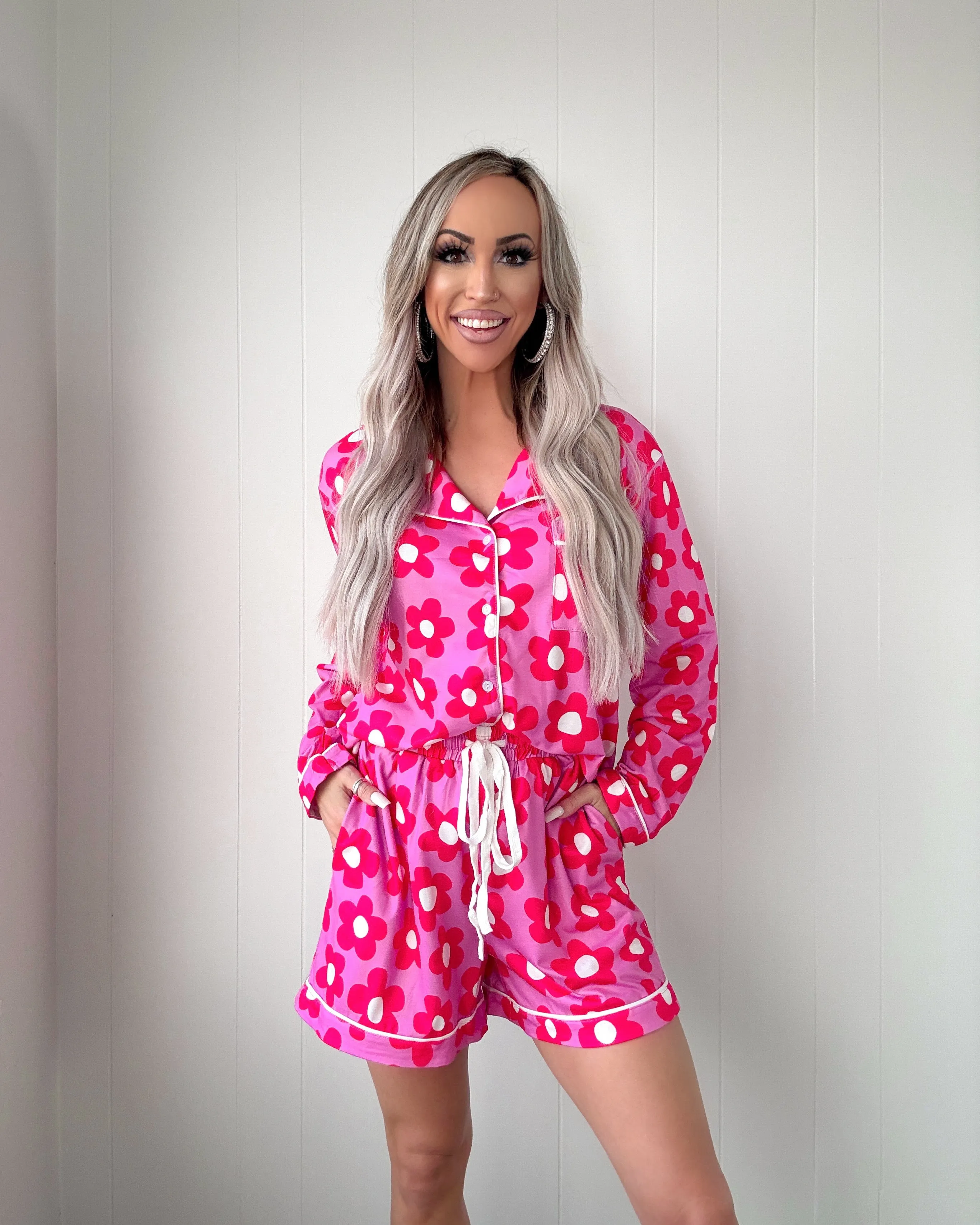 Ensemble de Pyjama Floral Rosy Slumber - Rose