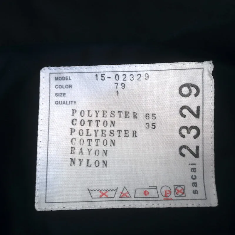 Chemise Sacai à ourlet coulissant en coton bleu marine avec dentelle, taille 1, manches longues