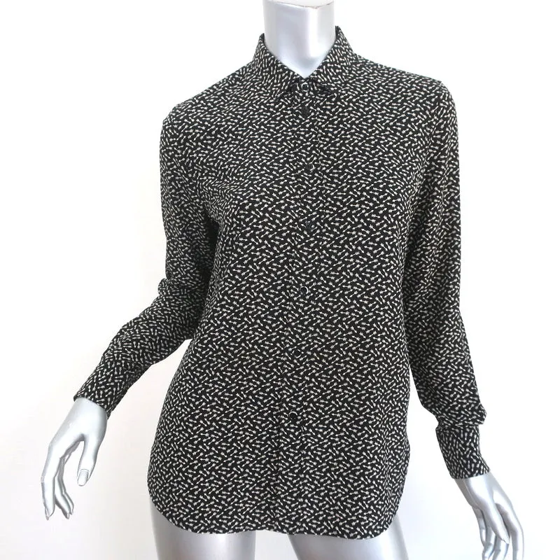 Chemise boutonnée Saint Laurent Imprimé flèche noire en soie Taille 36 Manches longues