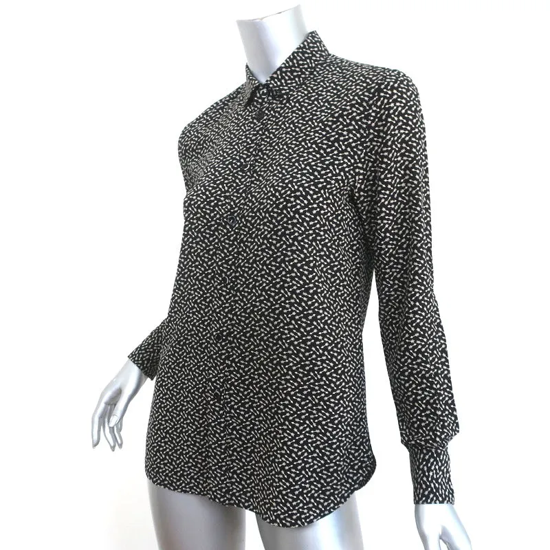 Chemise boutonnée Saint Laurent Imprimé flèche noire en soie Taille 36 Manches longues