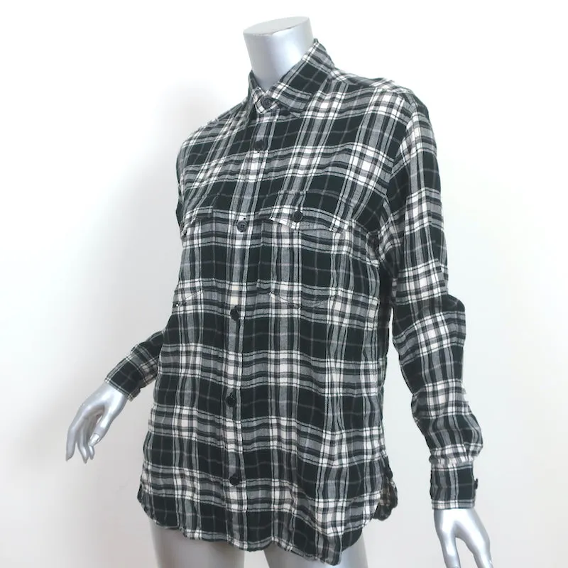 Chemise Saint Laurent en flanelle froissée à carreaux noir et blanc en coton taille S