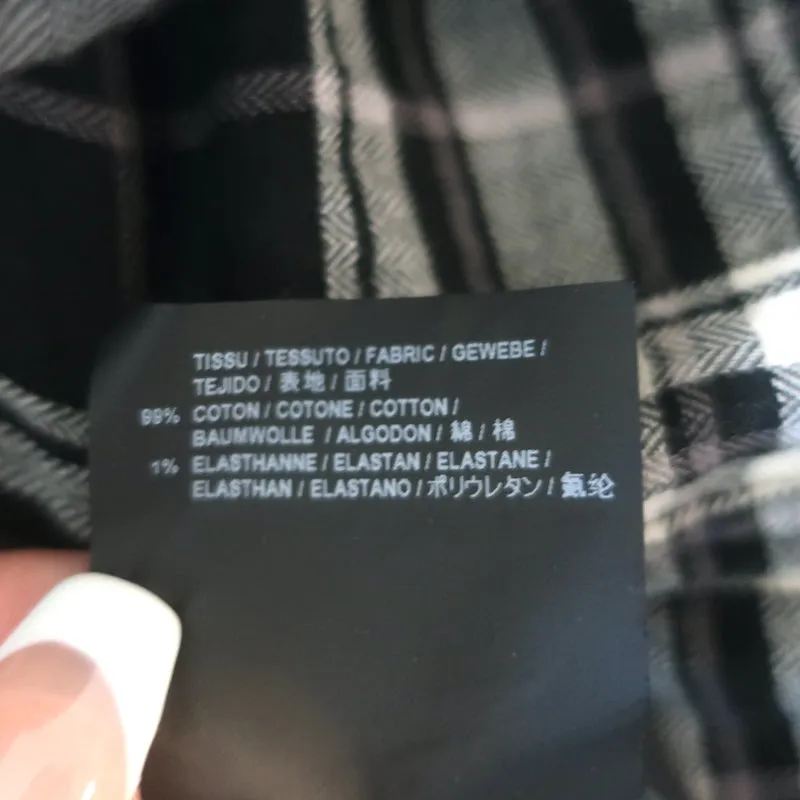 Chemise Saint Laurent en flanelle froissée à carreaux noir et blanc en coton taille S