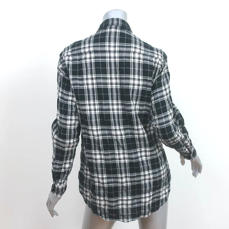 Chemise Saint Laurent en flanelle froissée à carreaux noir et blanc en coton taille S