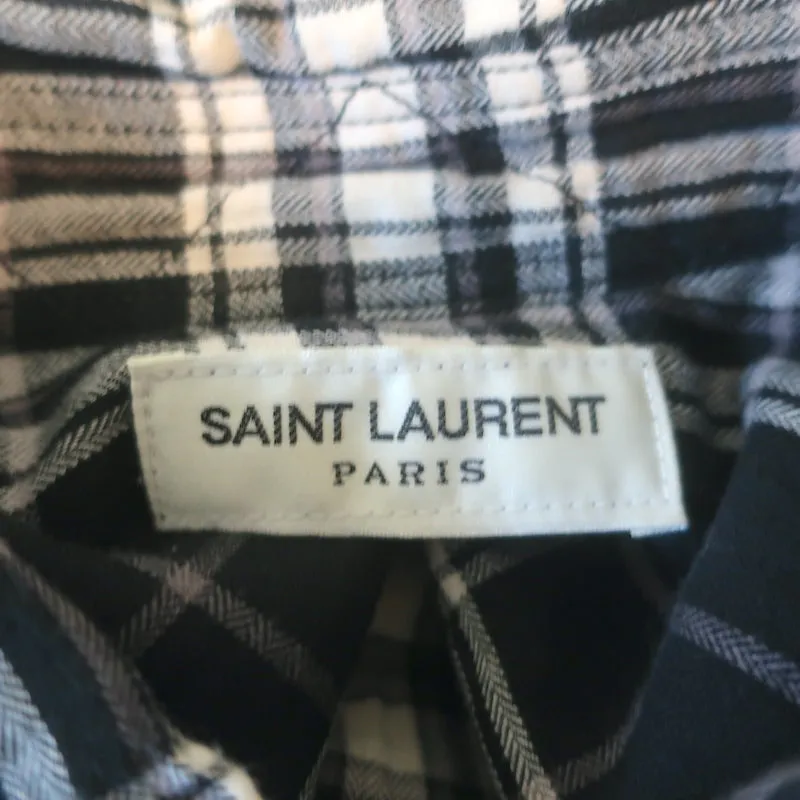 Chemise Saint Laurent en flanelle froissée à carreaux noir et blanc en coton taille S
