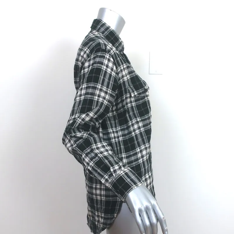 Chemise Saint Laurent en flanelle froissée à carreaux noir et blanc en coton taille S