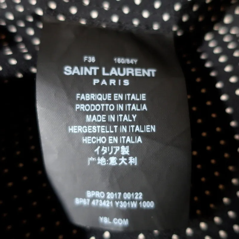 Chemise en soie Saint Laurent à manches coupées - pois noirs - taille 36 - col chemisier