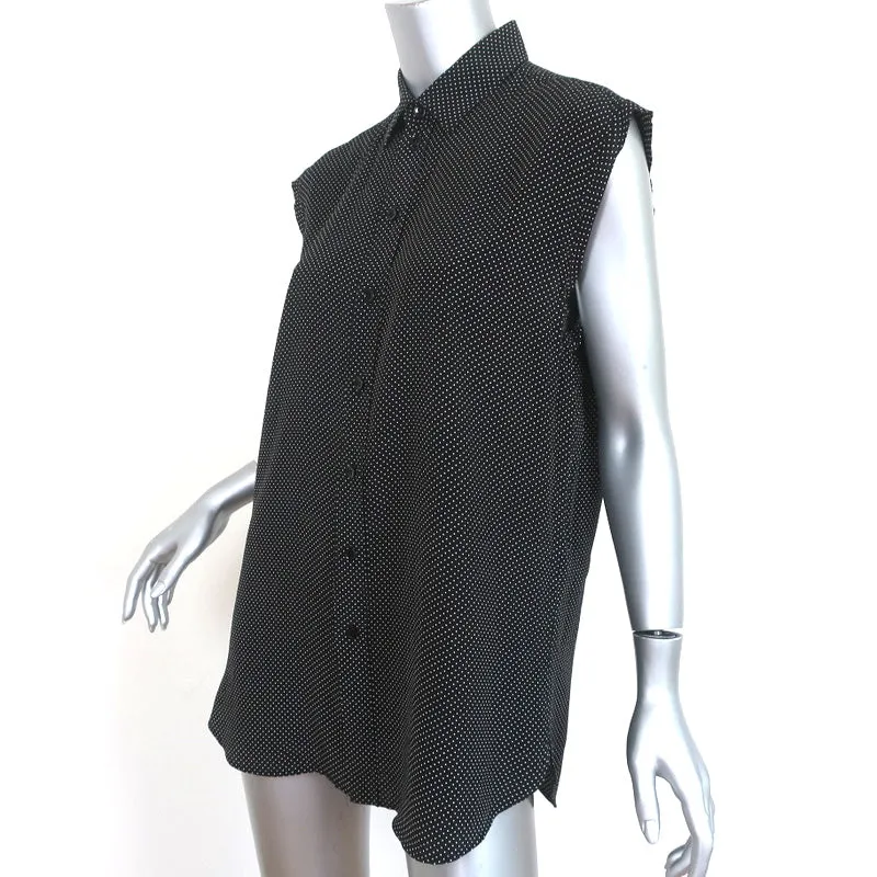 Chemise en soie Saint Laurent à manches coupées - pois noirs - taille 36 - col chemisier