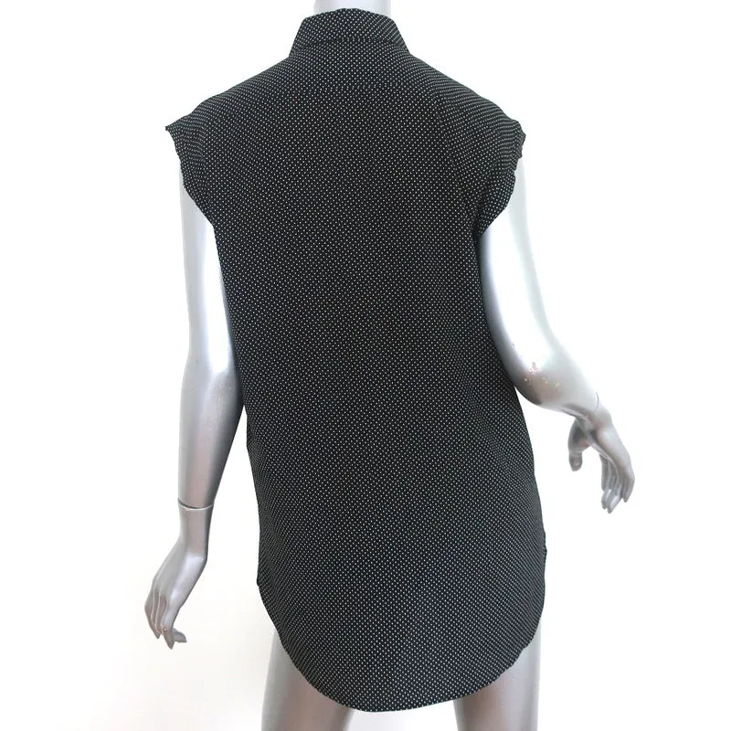 Chemise en soie Saint Laurent à manches coupées - pois noirs - taille 36 - col chemisier