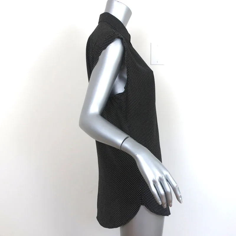 Chemise en soie Saint Laurent à manches coupées - pois noirs - taille 36 - col chemisier