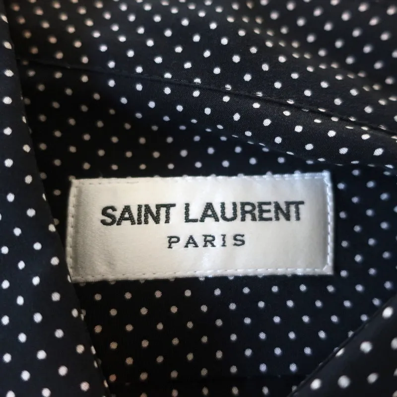 Chemise en soie à pois Saint Laurent Noir Taille 40 Manches longues