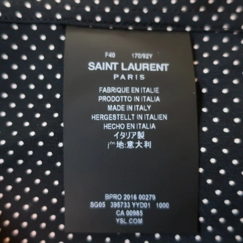 Chemise en soie à pois Saint Laurent Noir Taille 40 Manches longues