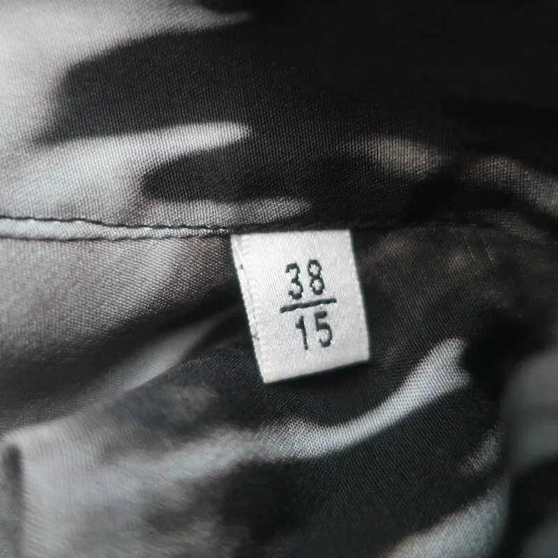 Chemise Saint Laurent à manches courtes Noir/Gris Tie Dye Soie Taille 38 Col